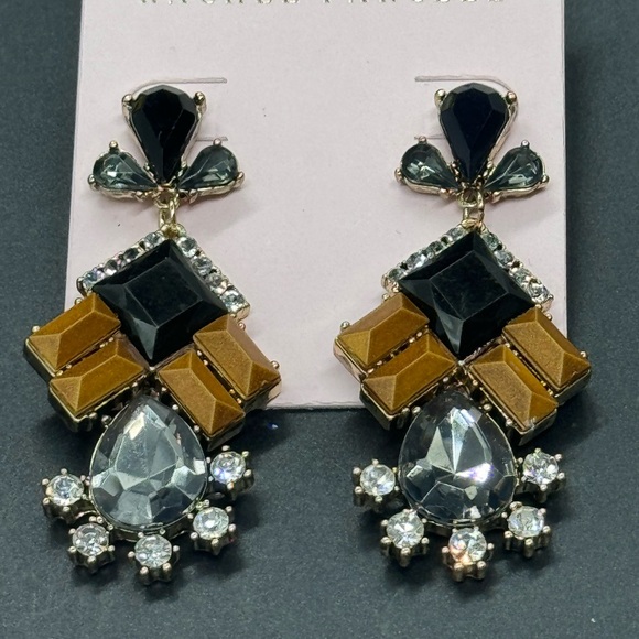 Luxe Rachel Parcell Crystal Drop Statement Earrings - Picture 3 of 11